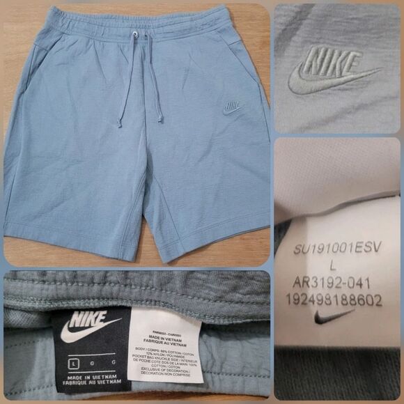 Nike Fleece Shorts Size Large Men's Blue Shorts 8' in Inseam Nike Swoosh Logo - Picture 1 of 12